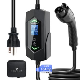 Portable Level 2 Ev Charger for All SAE J1772 EVs, 25ft ETL Listed Electric Vehicle Charger, Smart Adjustable 6-16A,120-240V, Timer Function,Weatherproof IP66 with NEMA 6-20 Plug