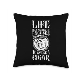 Cigar Smoking Vintage Life Is A Series Of Excuses To Smoke A Throw Pillow
