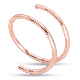 LUCKYJEWUS Double Nose Ring Hoop for Single Piercing, 14k Gold Filled or Sterling Silver Spiral Twist Nose Hoop for Women Men (Rose Gold Filled, 1pc - 20g - 6mm -Left Side)