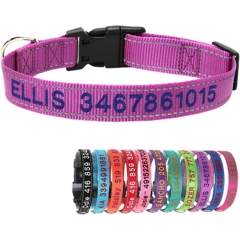 Collar de Perro Nylon Reflectante con Nombre Personalizado Collar Perro