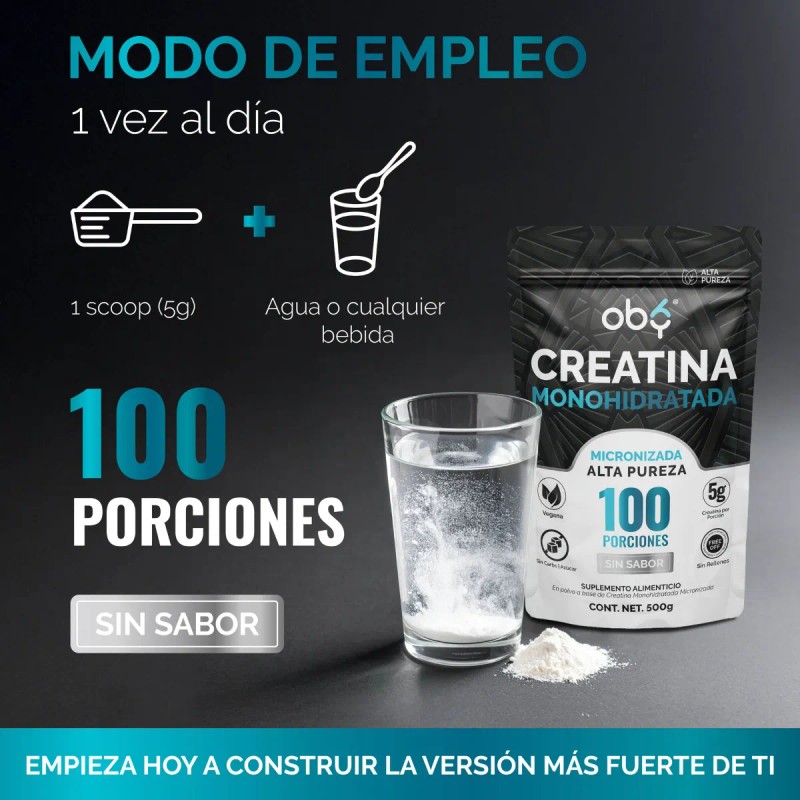 Oby Creatina Monohidratada Micronizada 500g Pura En Polvo Sin Sabor