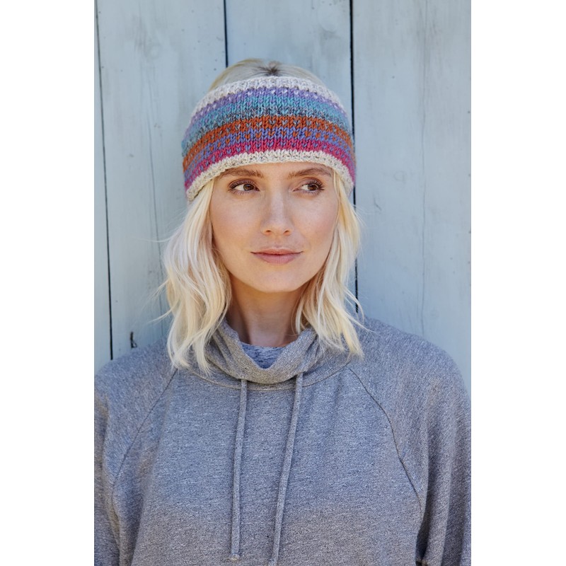 Pachamama Women Wool Ear Warmer Headband Fleece Lined Handknitted Dots