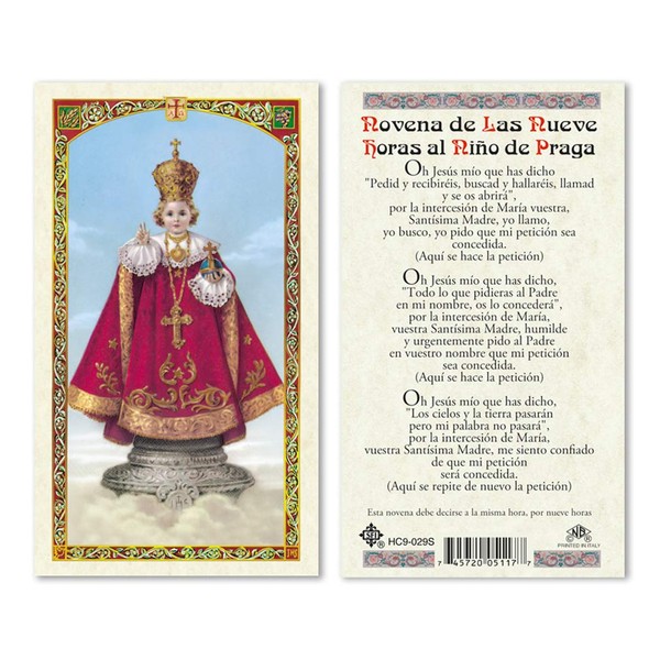 Novena Infant Prague Nino de Praga Laminated Prayer Cards - Pack of 25- in Spanish Espanol