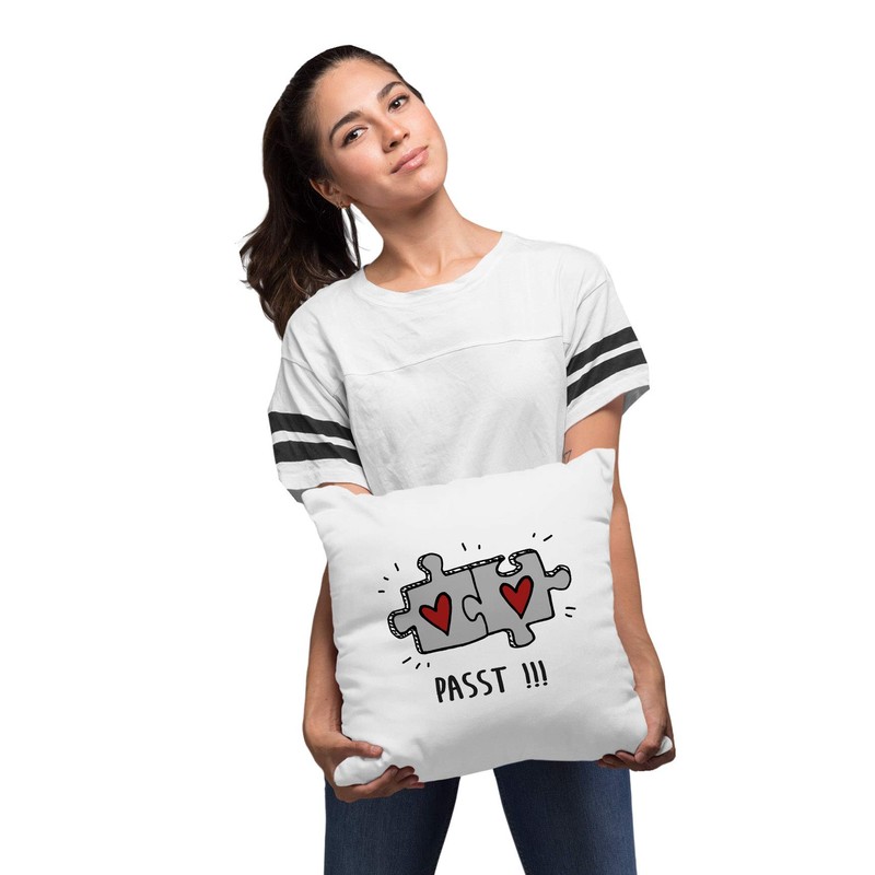 MoonWorks® Cushion Cover Passt!!! 2 Puzzle Pieces Gift Love Relationship