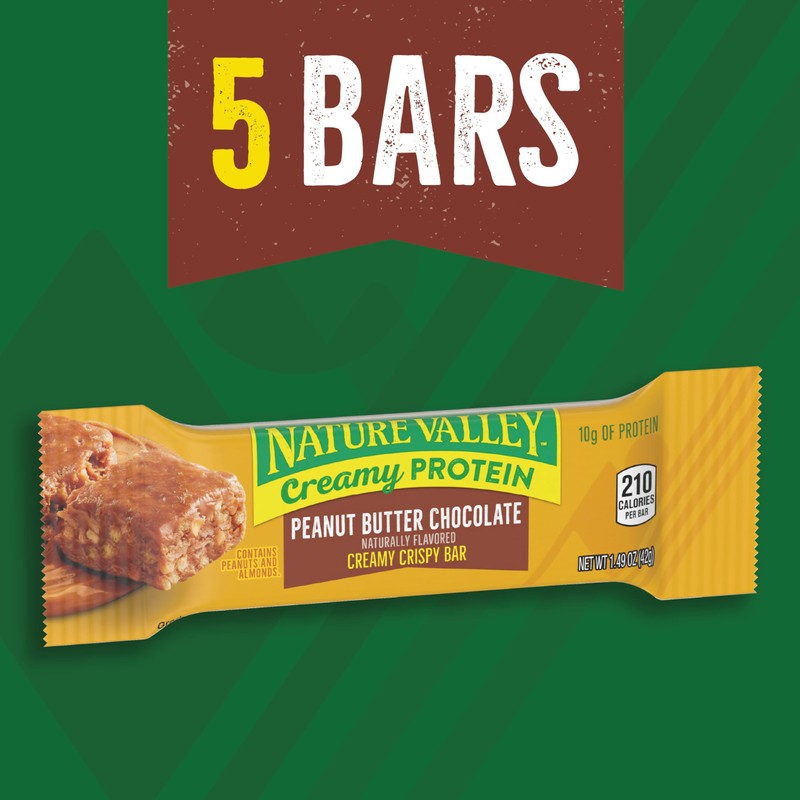Nature Valley Creamy Protein Bars, Peanut Butter Chocolate, 10g Protein