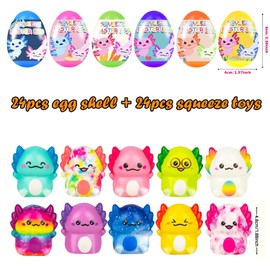 24 Pack Prefilled Easter Eggs with Slow Squishy Toys Easter Eggs Filled for Egg Hunt Easter Party Favors for Kids Boys Girls Easter Basket Stuffers Party Favors Easter Egg Hunt