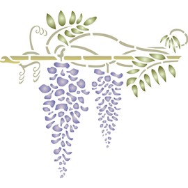 Wisteria Stencil - 20 x 18 cm (S) - Reusable Flower Border Wall Stencil