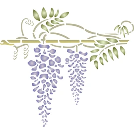 Wisteria Stencil - 20 x 18 cm (S) - Reusable Flower Border Wall Stencil
