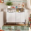 White Buffet Cabinet with Storage, Fluted Storage Cabinet with Doors