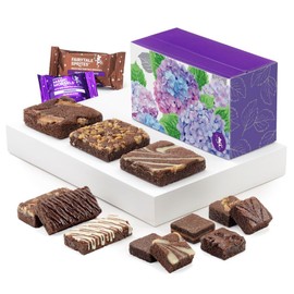 Fairytale Brownies Blooming Cheer Treasure Medley Individually Wrapped Gourmet Chocolate Food Gift Basket - Full-Size, Snack-Size and Bite-Size Brownies - 12 Pieces - Item HR311SP