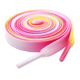 5Chaos Rainbow Fun Shoelaces for Kids, Girls and Women, Colorful Pastel Shoe Laces with Metal Aglets 1 Pair (31" (80CM), Rainbow Pink)