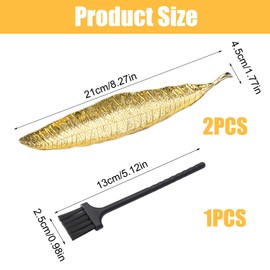 Pack of 2 Incense Stick Holders Leaf, 21 cm Leaves Ash Catcher, Leaves Incense Burner with Ash Brush, Incense Holder Metal, Leaf Incense Holder for Incense Sticks, Suitable for Home, Office, Yoga