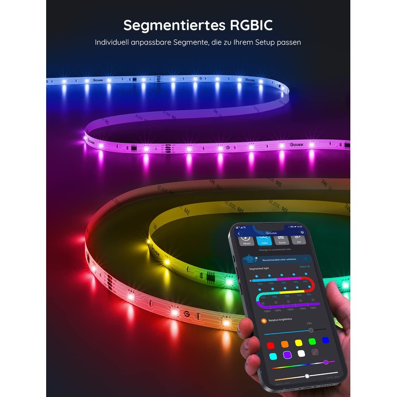 Govee RGBIC LED Strip 5 m, Bluetooth LED Strip, Segment