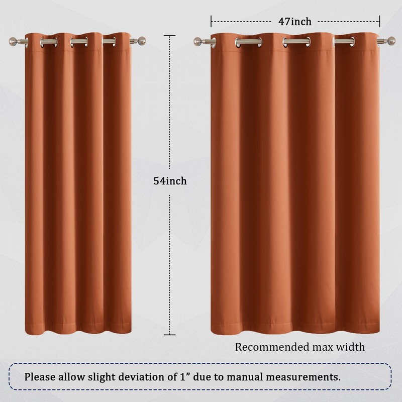 DUALIFE Terracotta Curtains-Rust Blackout Curtains for Small Windows 54 Inch