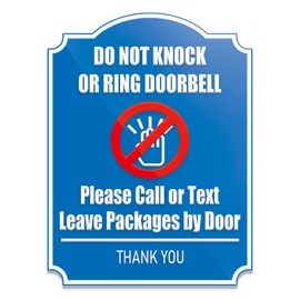 Do Not Knock or Ring Doorbell Sign 6"x8" - Self-adhesive Doorplate for Offices Businesses Room House Home