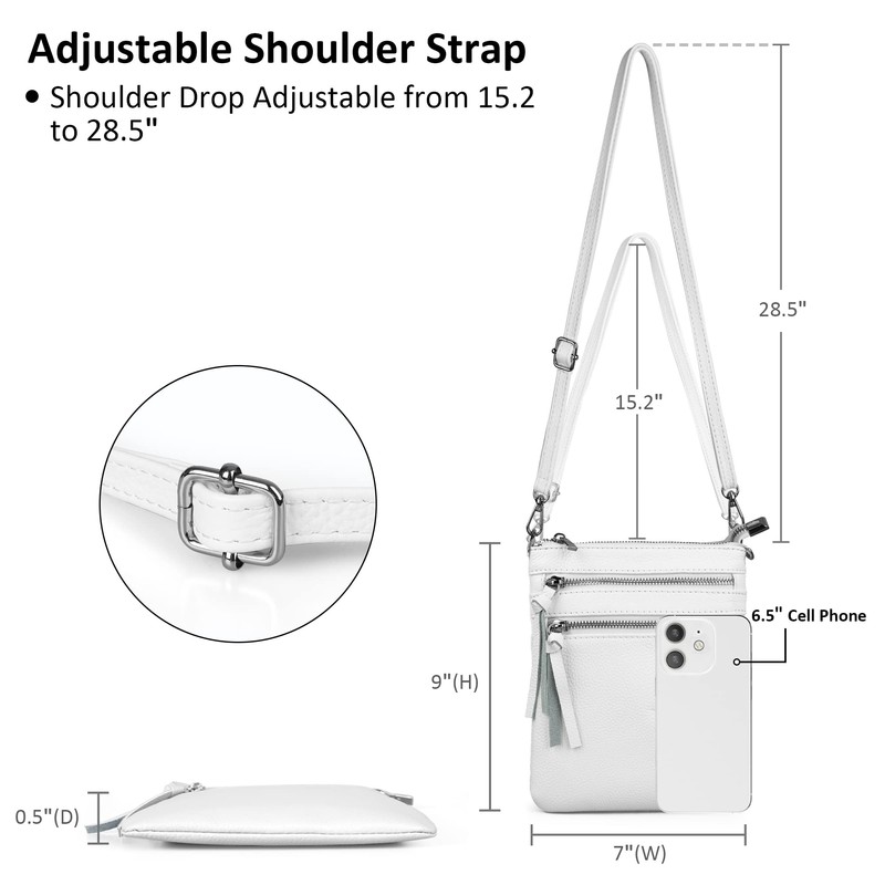 befen Leather Crossbody Purse for Women Lightweight White Crossbody Bag