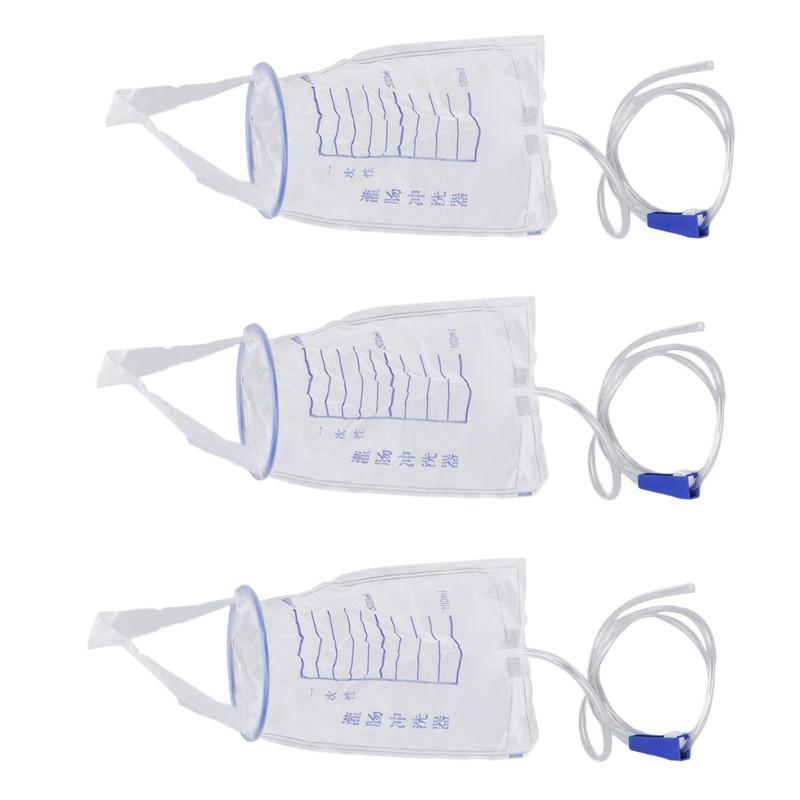 10PCS Enema Bag Set 1000ML Silicone Reusable Hangable Enema Cleaner
