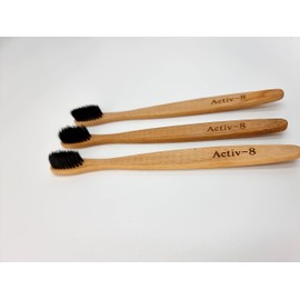 3 Pack of Eco-Friendly Charcoal Bamboo Toothbrushes l Natural Bamboo l Biodegradable Handle, BPA Free Soft Bristles.