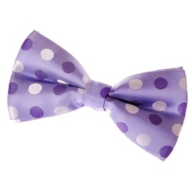 Retreez Two-Colour Polka Dots Woven Microfiber Pre-tied Bow Tie (Width: 5") - Purple with Purple Polka Dots