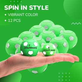 Entervending Fidget Spinners - 2 Inch Stress Balls - 12 Pcs Soccer Party Favors - Green Mini Fidget Spinners - Classroom Prizes - Fidget Spinners for Kids