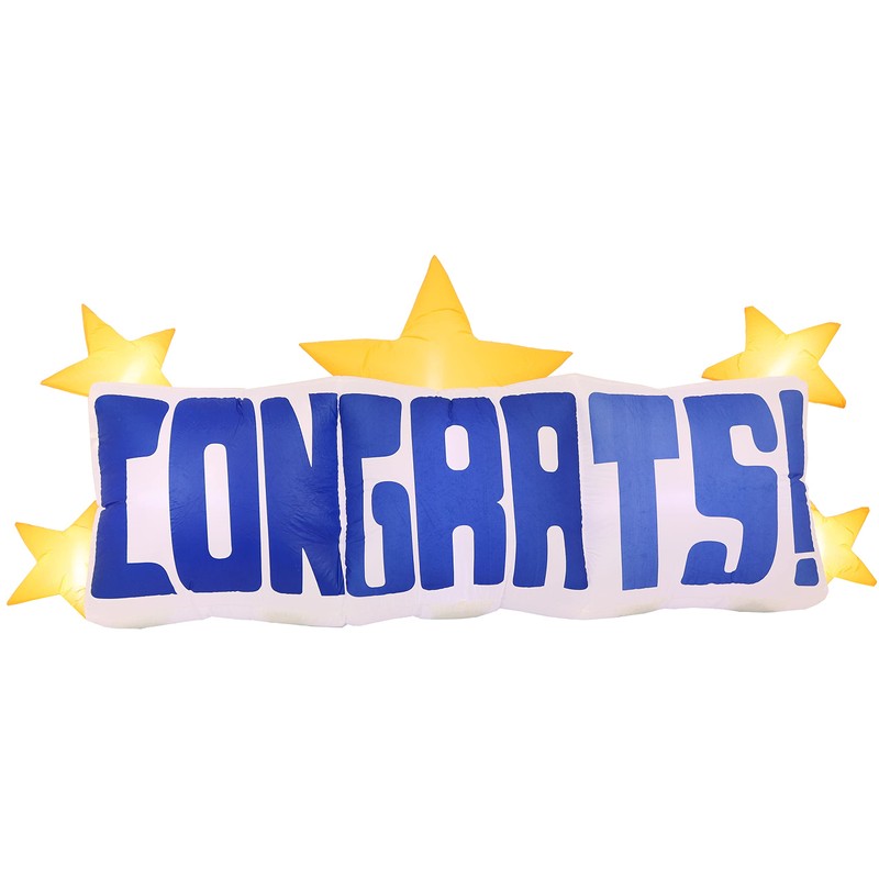 Sunnydaze Congrats Star Banner LED Inflatable Party Decoration - Indoor