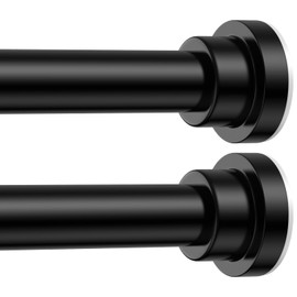 SISELBA 2 Pack Adjustable Tension Curtain Rods 28 to 48 Inches, No Drilling 7/8" Tension Rods for Window, Doorway Closet, Matte Black