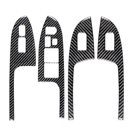 SIKUAI Car Carbon Fiber Inner Window Lift Door Lock Control Panel Cover Trim For Honda Accord 2003-2007, Black