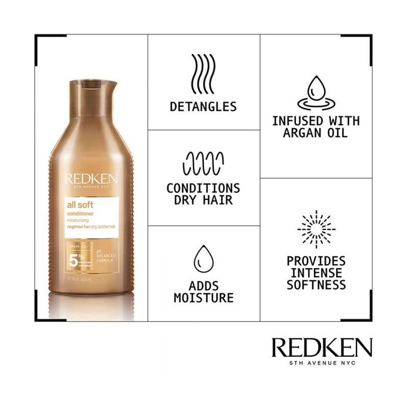 Redken All Soft Conditioner 300ml Double