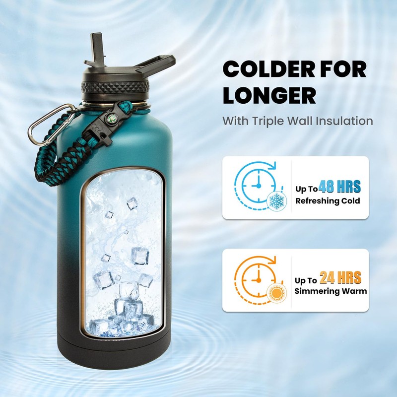 RAYMYLO Insulated Water Bottle 87 oz, Triple Wall Vacuum Stainless