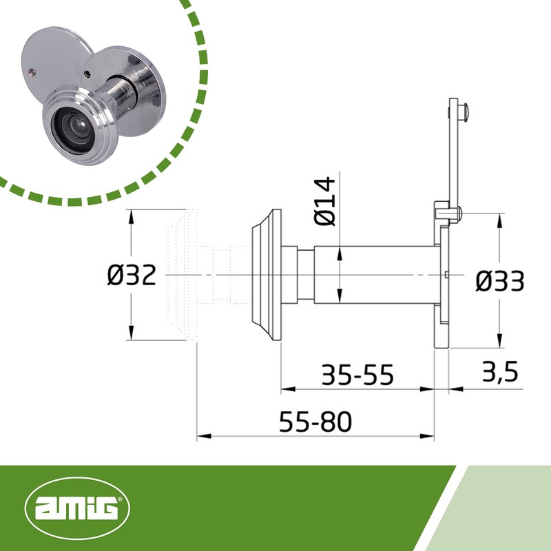 Amig - Ultra Wide Angle Door Viewer | Brass Lens,