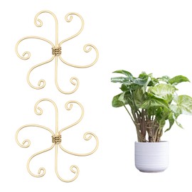 Kinretixia 2 Pieces Plant Trunk Support, Durable Iron Gripper Holder for Monstera and Climbing Plants, Bamboo Clamp Set for Leaf Stabilization and Support