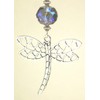 Large Silvery Metal Dragonfly and Faceted Pale Purple-Blue Glass Ceiling