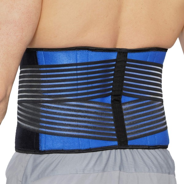 NEOtech Care Rückenbandage aus Neopren - Doppelten Bändern für Kompression (Blau, XXL)