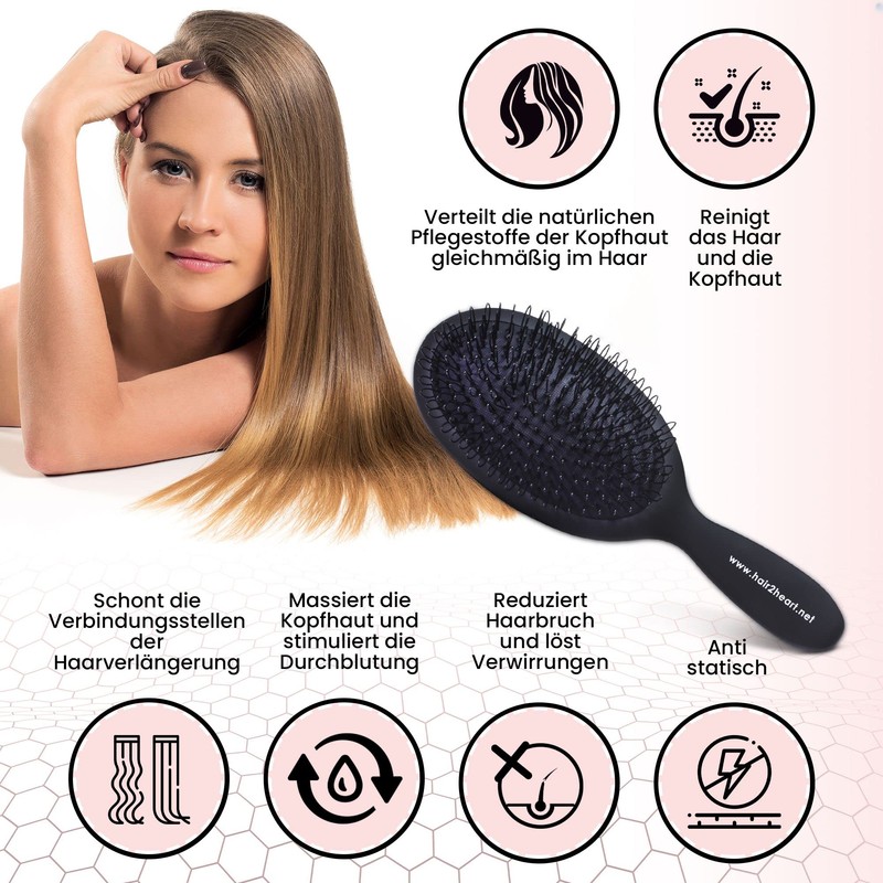 hair2heart Hair Extension Brush for Hair Extensions, Hair Brush without