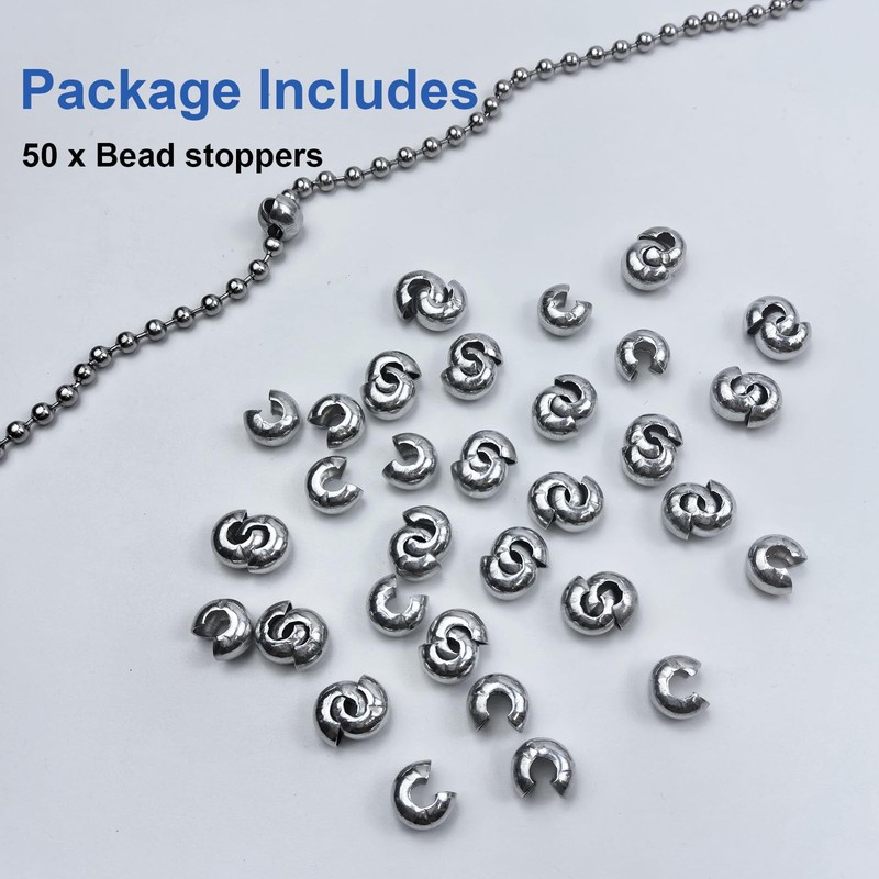 50 Pack Blind Control Chain Ball Stoppers, 10.0mm Chain Stop