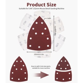 Zaxiva Pack of 60 Sandpaper for Detail Sander with Mouse, Grit 40 60 80 120 180 240 Multi Sander for Sandpaper Triangle Sander for Sanding and Polishing, Sandpaper with Dust Cloth