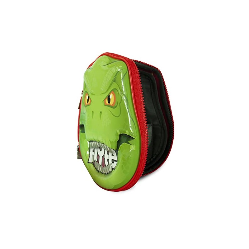 Flyte Unisex Youth Darwin the Dinosaur Pencil Case, Green/Red, One