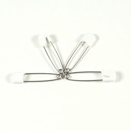 OsoCozy Cloth Diaper Nappy Pins 4 Pack - 4 Stainless Steel Safety Pins with Locking Plastic Heads. Durable, Safe and Cute 2.2 Inches Long (White)