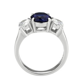YourJewelleryBox Ladies Sapphire Ring Three Stone Silver Anniversary Stainless Steel Embossed TK3808 N