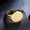 Joliernelle Compass Ring Gold for Men Stainless Steel Engraved Ring