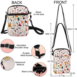 MYSOMY Spanish Crossbody Bag Spain Trip Gifts Spain Themed Travel Purse Spain Crossbody Purse Spanish Shoulder Bag (SPAIN UK)