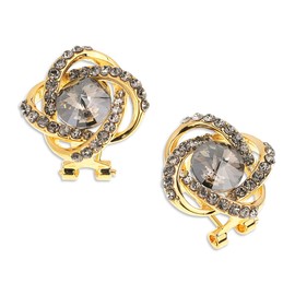 Sonateomber Gold Knot Stud Earrings for Women Teen Girls – Cute Elegant Sparkly Black Cubic Zirconia Rhinestone Love Knot Dome Earing Sterling Silver Post Hypoallergenic Bridal Wedding Prom Jewelry Gift