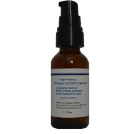 Suero de vitamina C al 25% con MSM, DMAE, colágeno y ácido hialurónico (1.2 fl.oz)