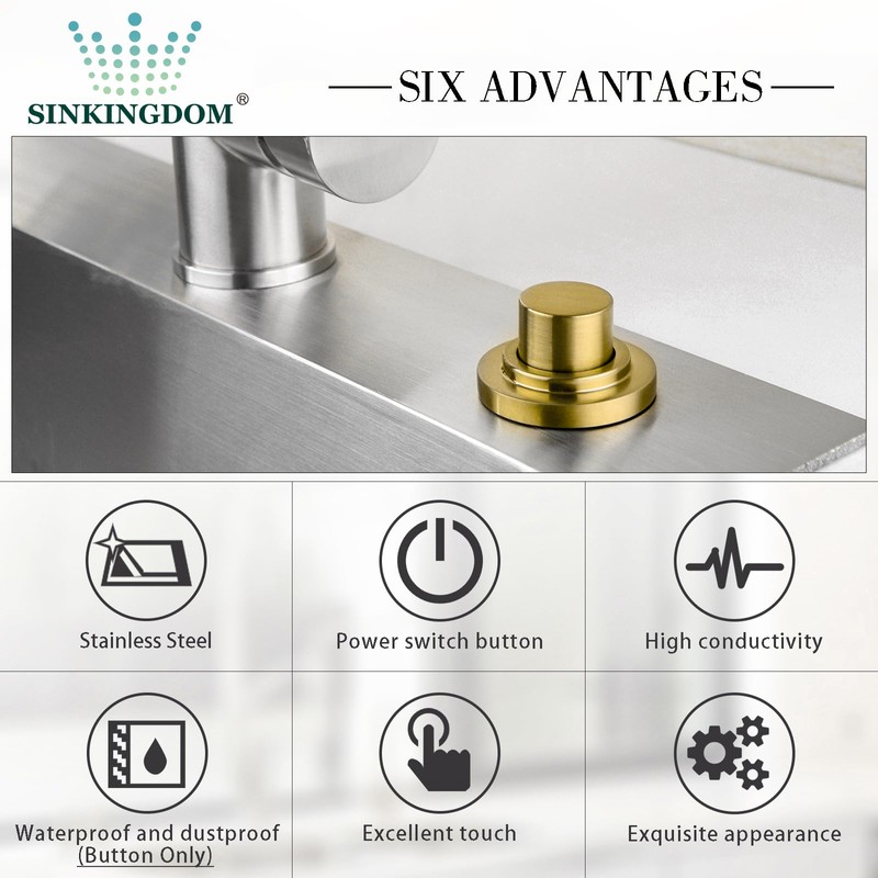 SINKINGDOM SinkTop Air Switch Kit with Champagne Bronze Long Button