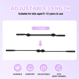 FOFALY Kids Glasses Strap, No Tail Eyeglasses Strap For Kids 3Pcs, Age 3-12 Baby Sunglasses Straps for Girls, Boys, Toddler, Adjustable Eyewear Retainer for Sports (Black, Red, Purple, 9.5in)