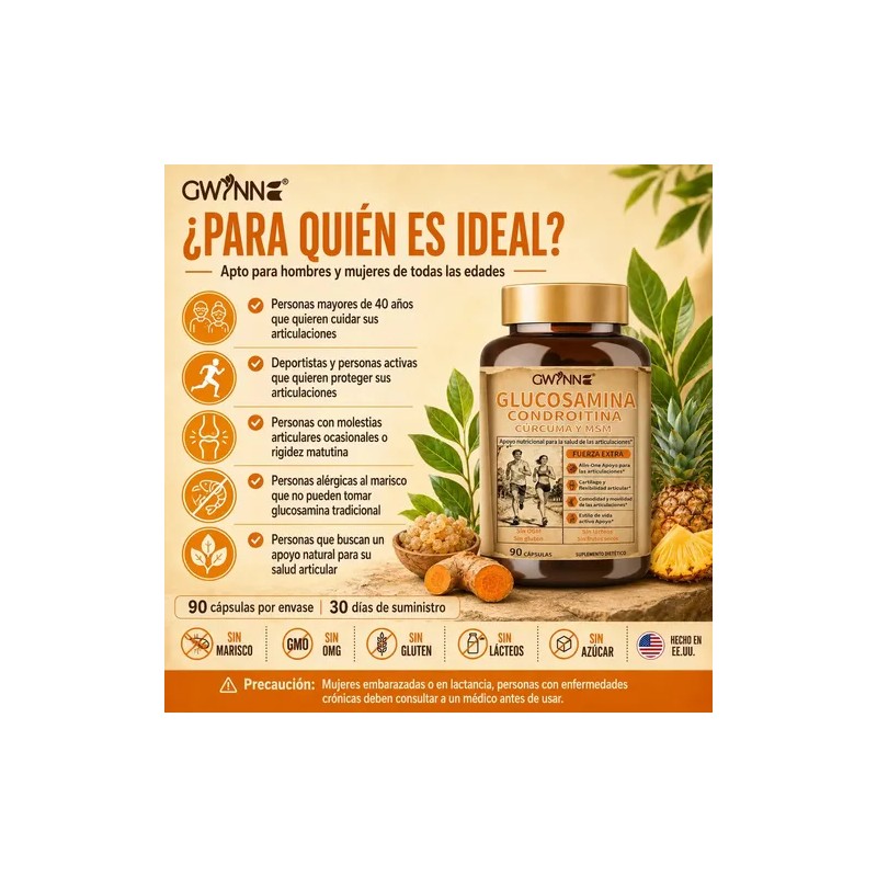 Glucosamina Complex Glucosamine 1500mg, Chondroitin, MSM, Curcumin, Quercetin, 90 Caps