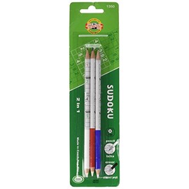 KOH-I-NOOR 2B Sudoku Graphite Pencil with Eraser (Pack of 3), blue