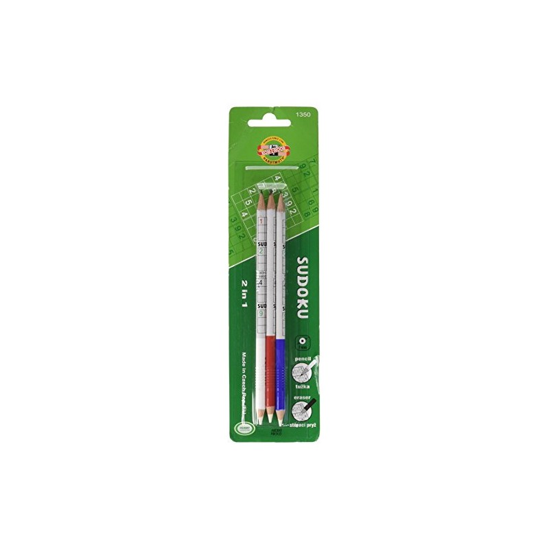 KOH-I-NOOR 2B Sudoku Graphite Pencil with Eraser (Pack of 3),