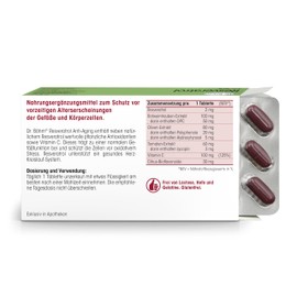 Dr. Böhm Resveratrol Anti‑Aging Tabletten: Mit mediterranen Pflanzenstoffen, OPC, Resveratrol und Vitamin C, 30 Tabletten