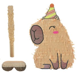 Hippie Pinata,Capybara Piñata with Blindfold and paper Stick,Mexican Birthday Party Decorations Animal Piñata for Kids Boys Grils Holiday Celebration 13 * 8 inch